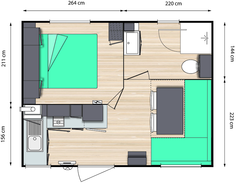 Plan de nos Mobil-Home 1 chambre