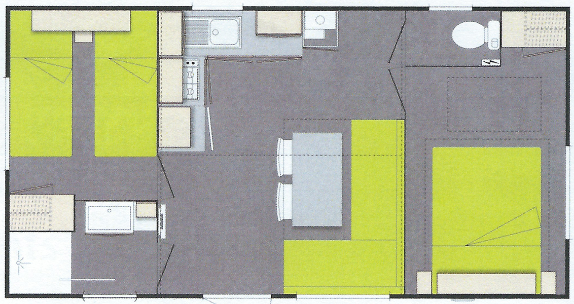 Plan de nos mobil-home 2 chambres